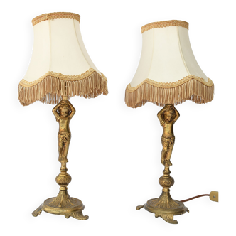 Pair of gilded bronze lamps