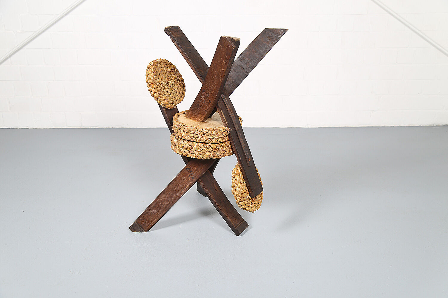 Original set of 4 tripod chairs by Frida Minet and Adrien Audoux, 1950s, France