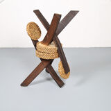 Original set of 4 tripod chairs by Frida Minet and Adrien Audoux, 1950s, France