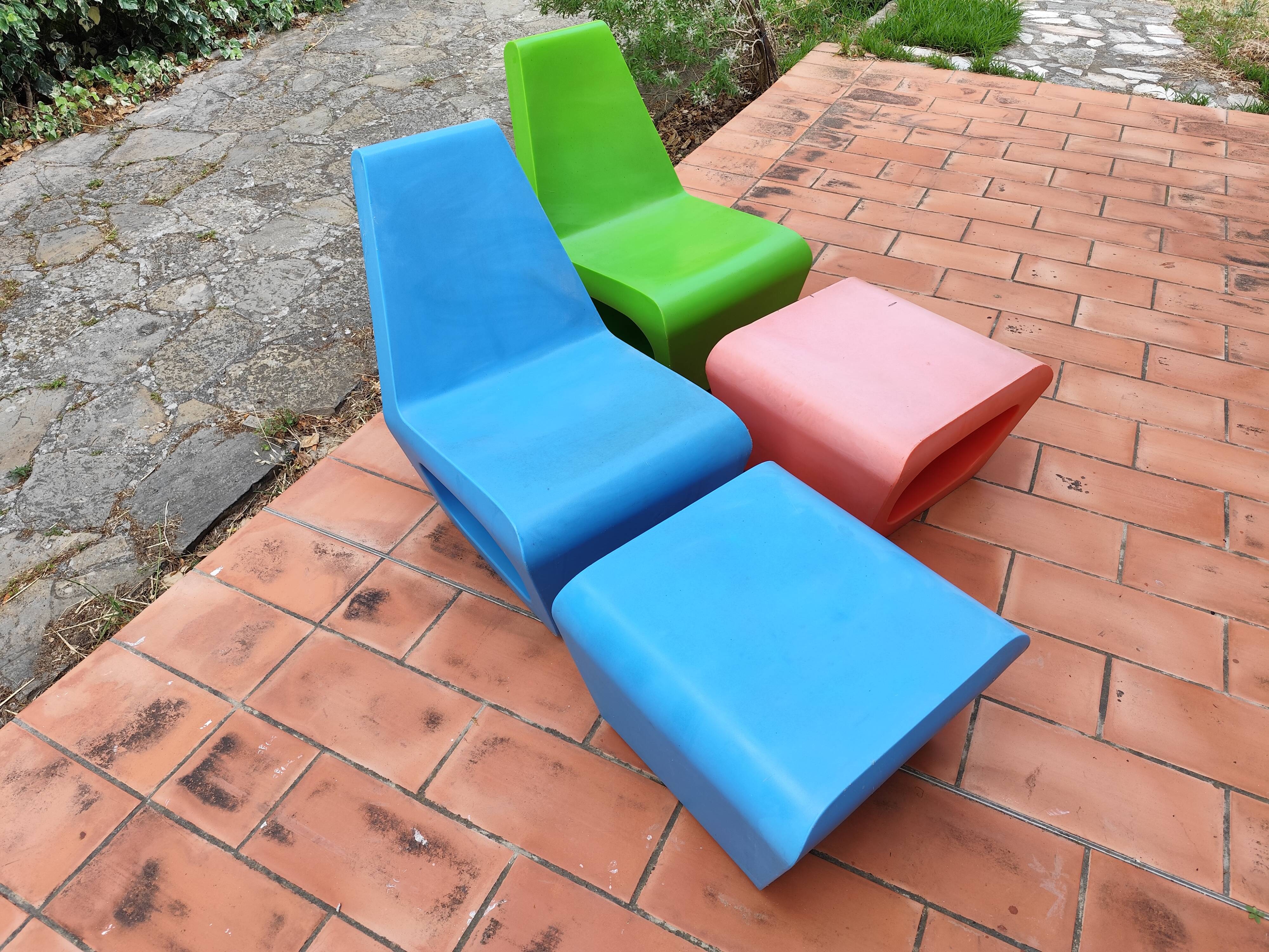 2 armchairs and 2 ottomans by Wiel Arets for Quinze & Milan vintage