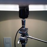 large floor lamp created with old black and chrome photo tripod