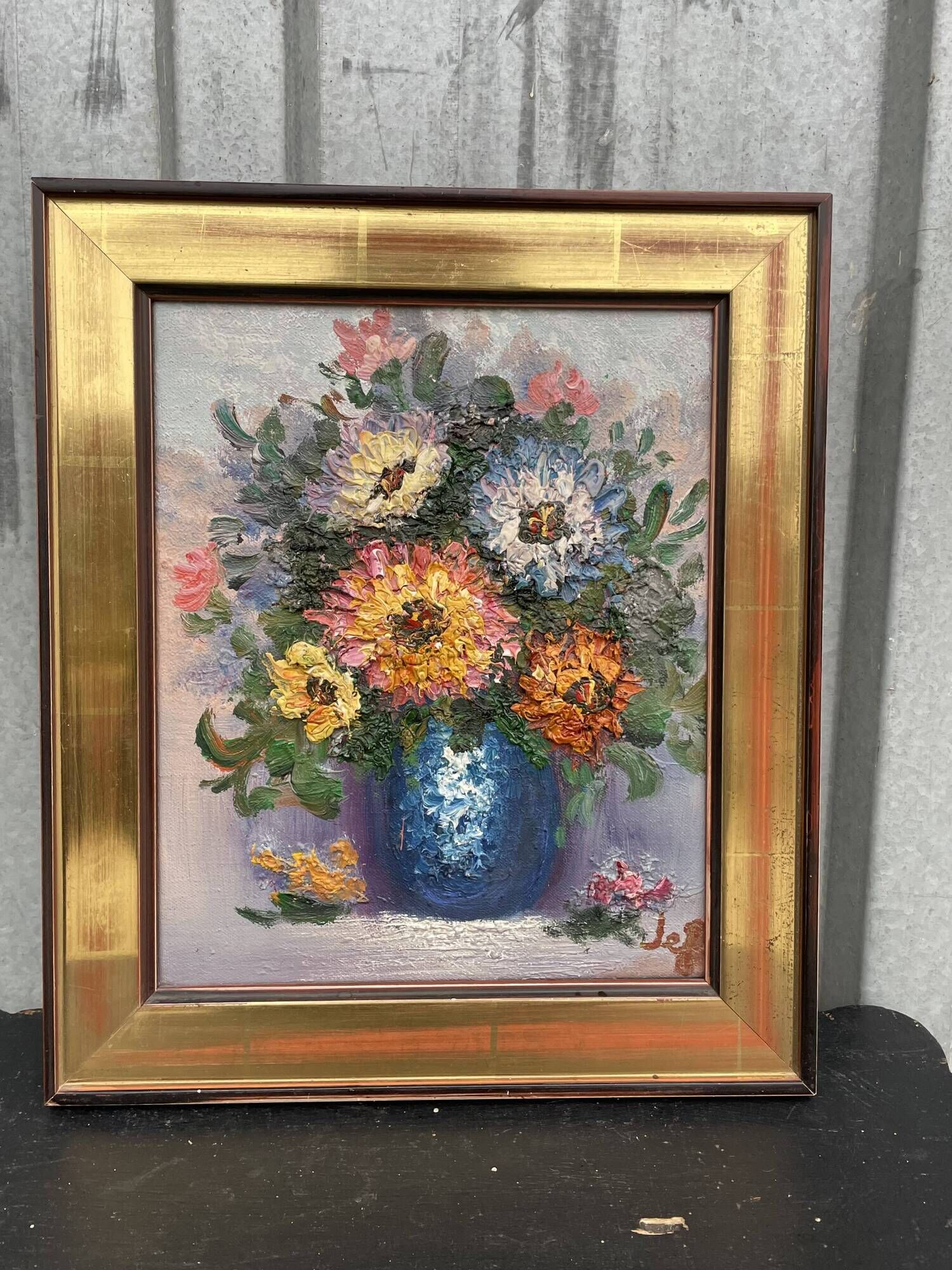 Old oil painting / Bouquet of flowers