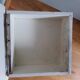 Stool shoeshine chest in formica and chromed metal