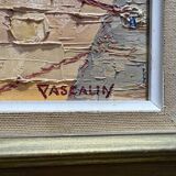 Oil on canvas "Boats at Quay" PASCALIN