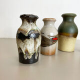 Set of Five Vintage Pottery Fat Lava Vases Made by Scheurich, Germany, 1970s