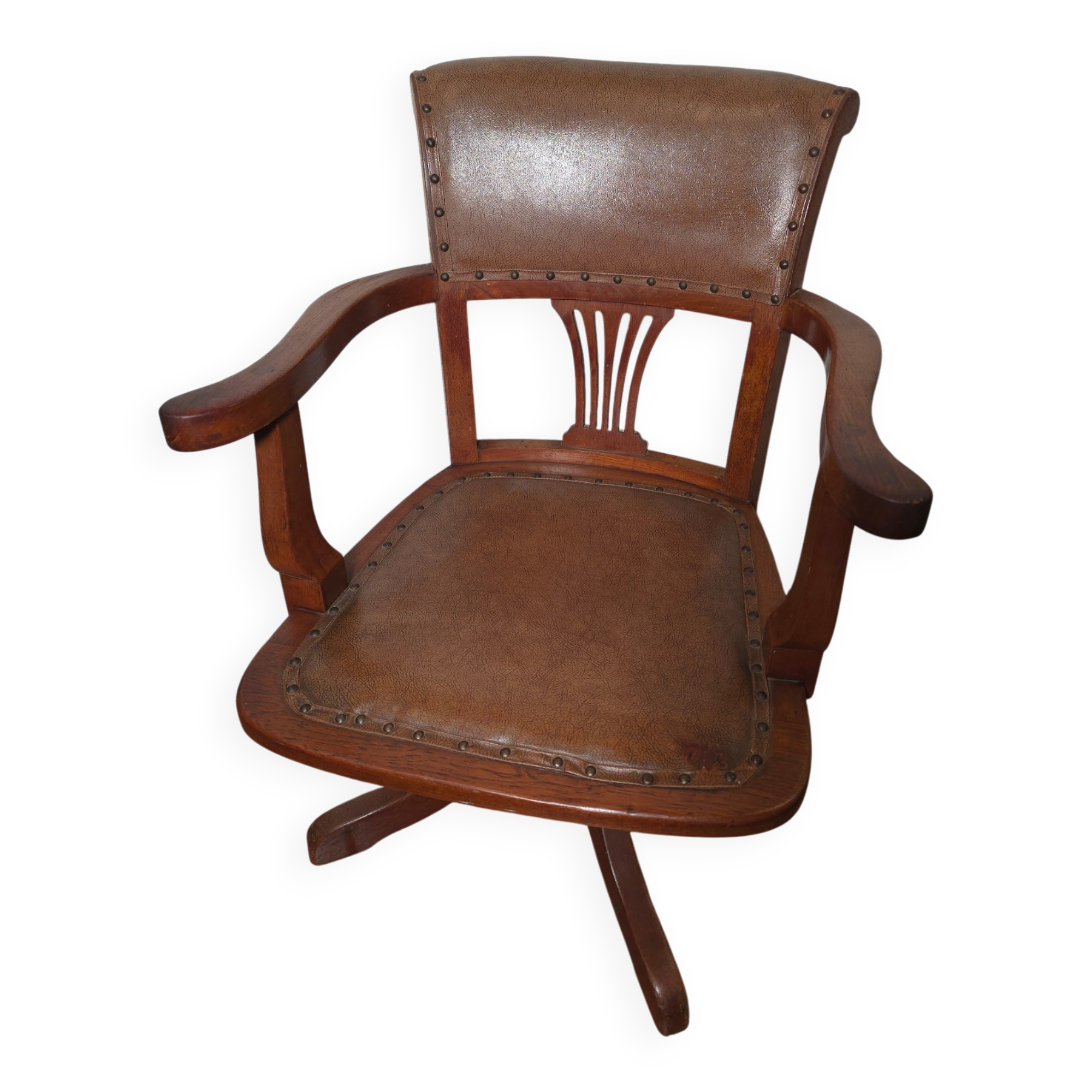 Fauteuil de Bureau Américain ancien en chêne