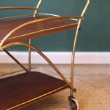 Vintage brass and teak rolling trolley – 1950s