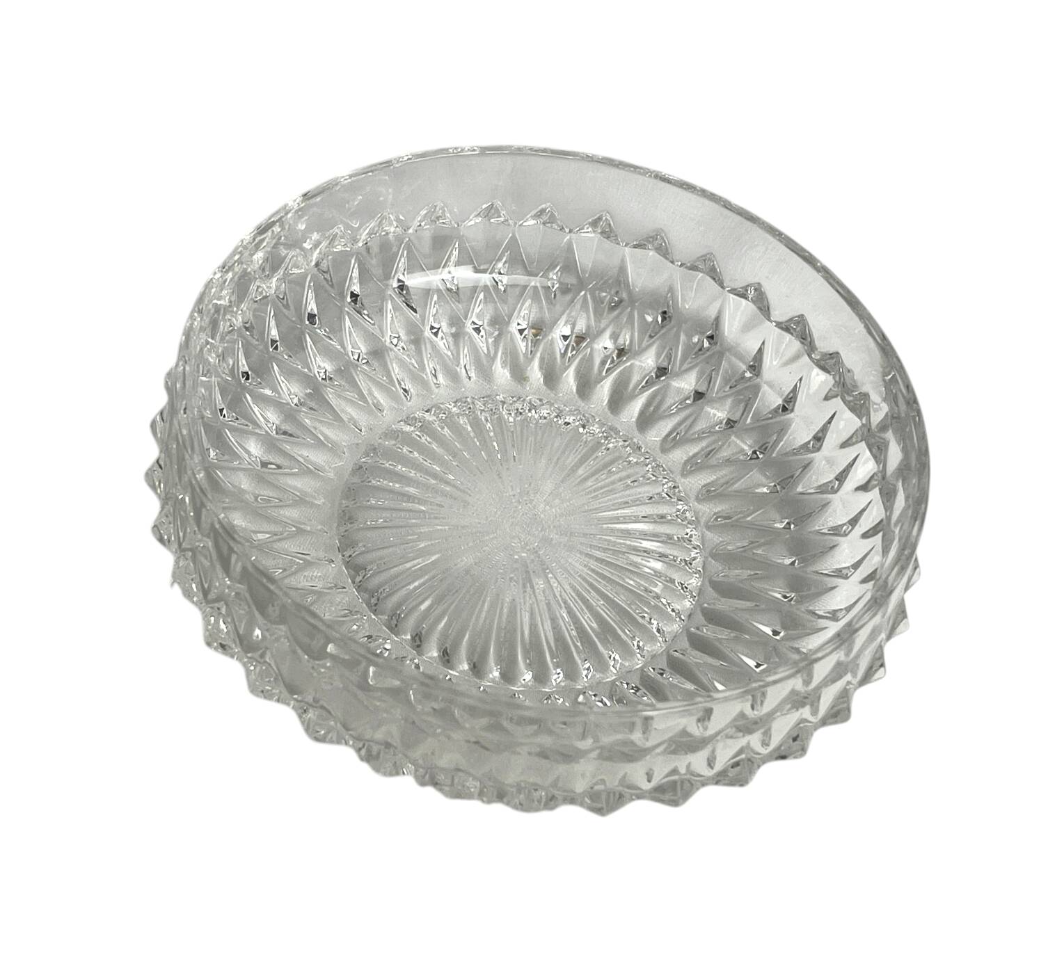 Vintage, cut crystal vide-poche from the 20th century.