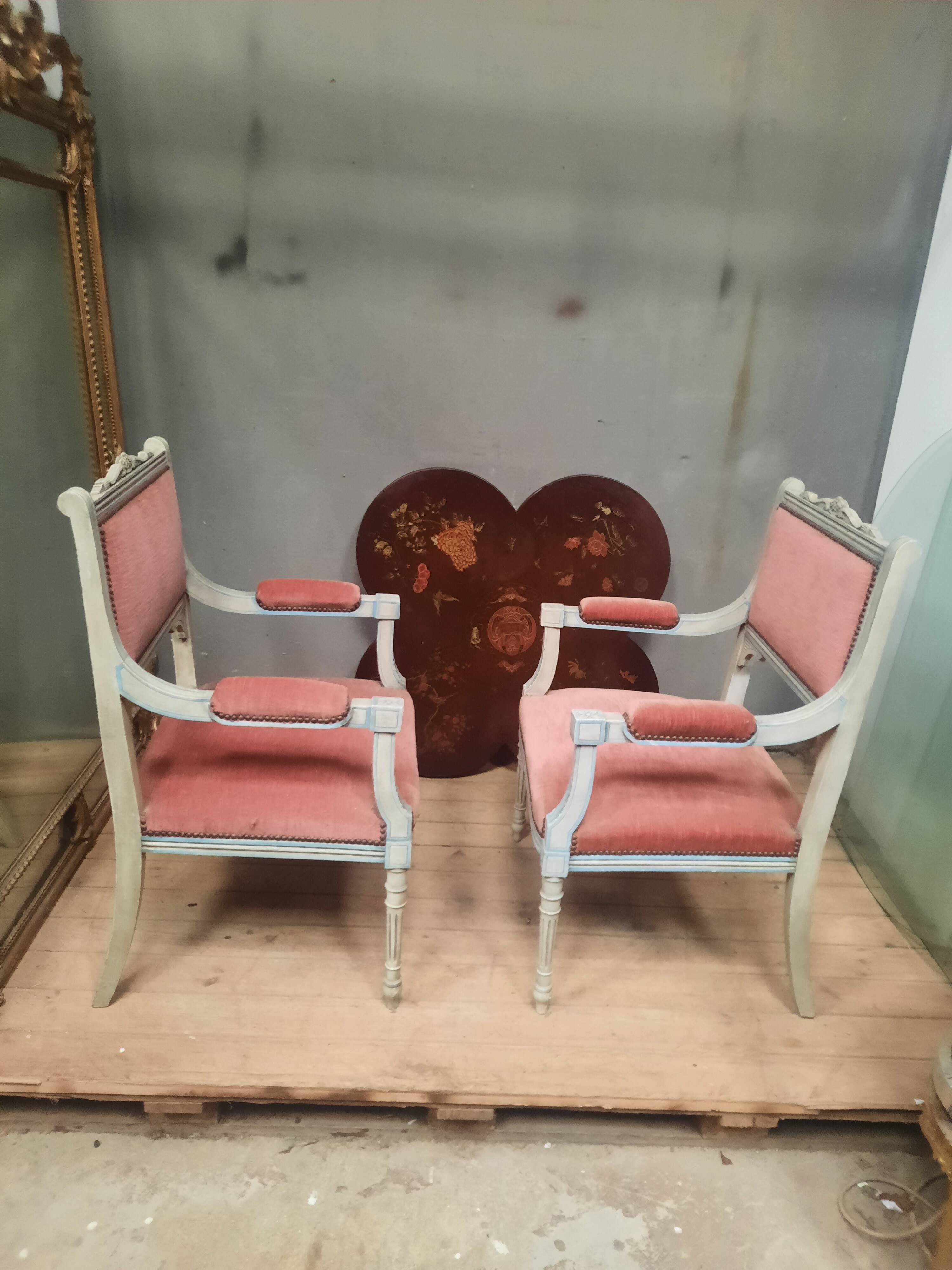Pair of Louis XVI style armchairs