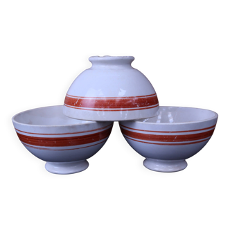 3 small antique earthenware bowls