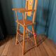 Doll high chair in wood – 1970s, foldable and on wheels