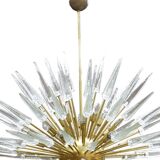 Mid Century Style Sputnik Lamp, Murano Glass and Brass Italian Chandelier
