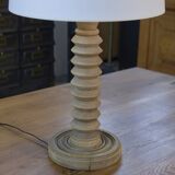 Large brutalist table lamp in beech