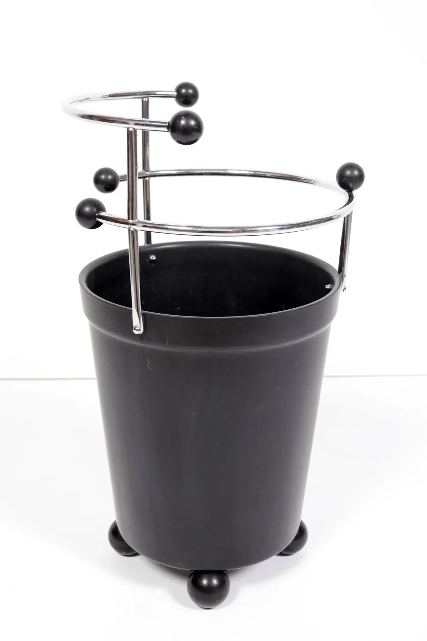 1930s extremely rare Art Deco black Bakelite and chrome umbrella stand