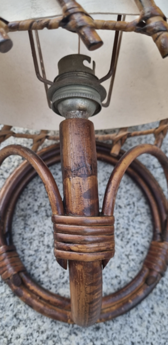 Pair of rattan bamboo sconces,  vintage, 60s