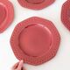 4 flat plates red ruby relief Art Decoo