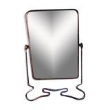 Miroir de barbier bi pied, mode suspension, biseauté, métal chromé - années 70