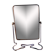 Two-foot barber mirror, suspension mode, beveled, chrome metal - 70s -