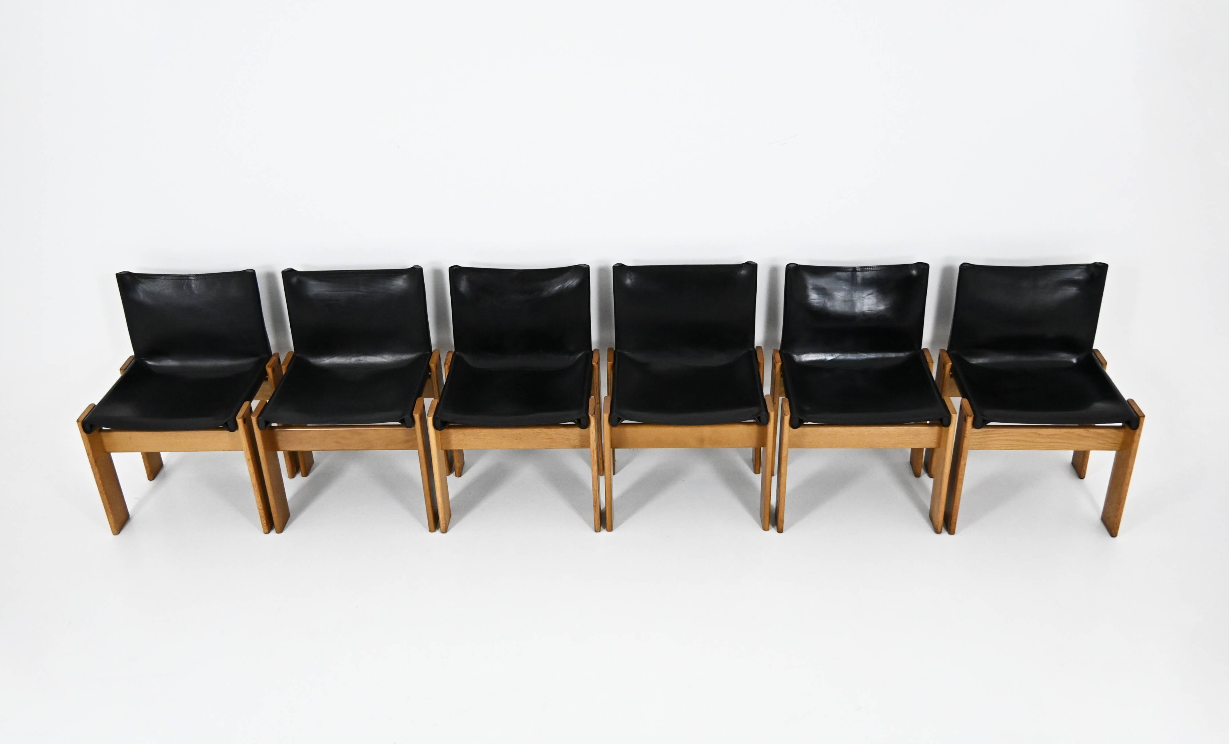 6 Monk dining chairs by Afra & Tobia Scarpa for Molteni, 1970