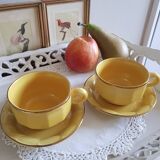 Duo de tasses à chocolat, petit-déjeuner, Style bistrot, en porcelaine, jaune et or