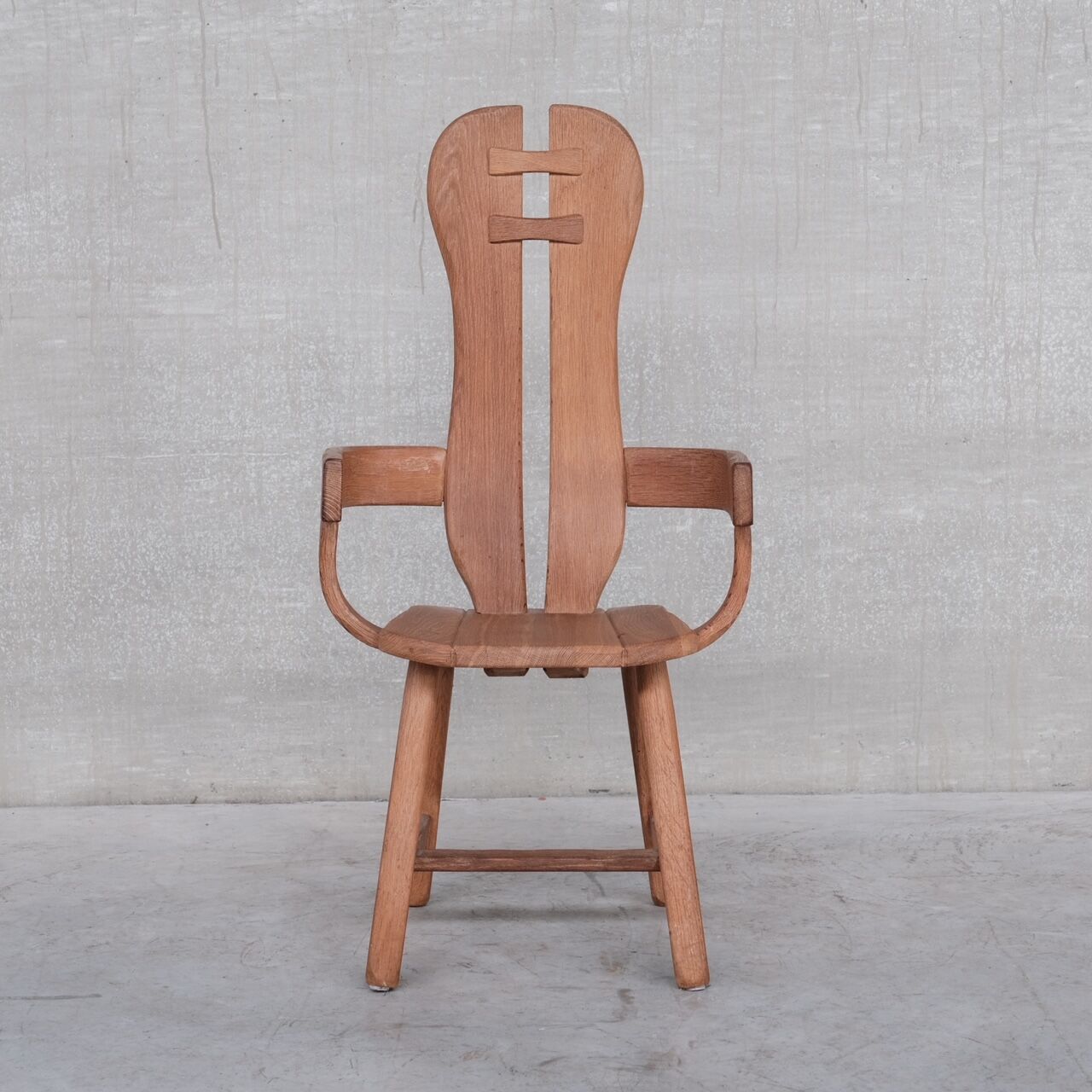 Belgium Oak Brutalist Mid-Century Chair by De Puydt