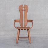 Belgium Oak Brutalist Mid-Century Chair by De Puydt