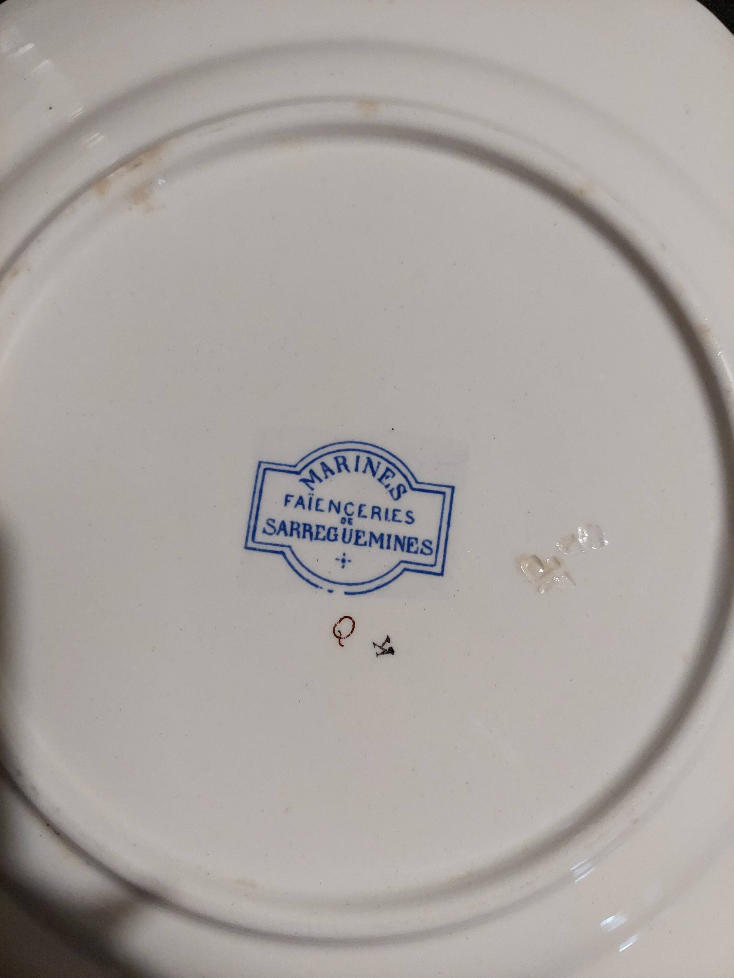 Sarreguemines earthenware plate with Marine decor late 19th century early 20th century