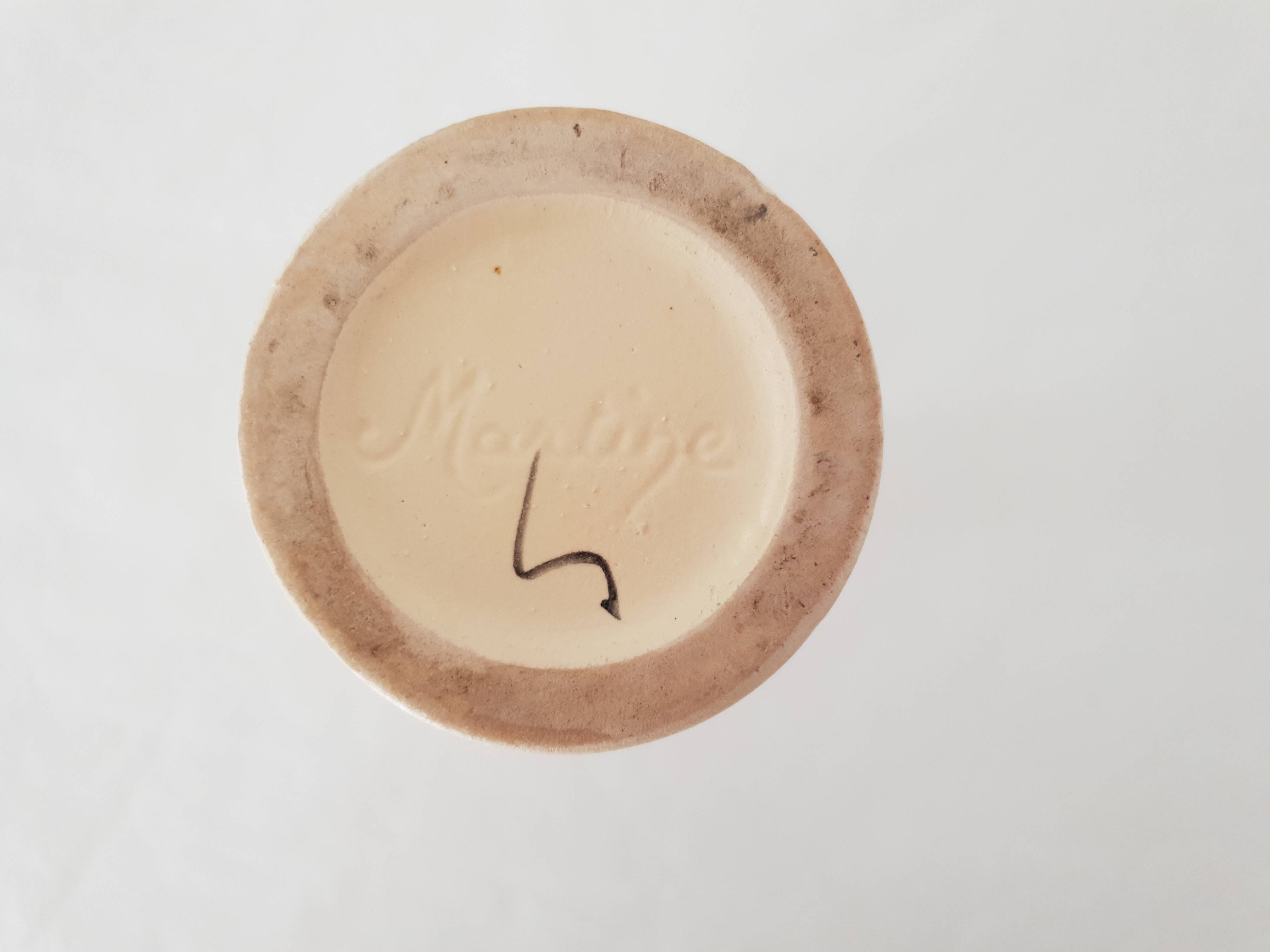 Ceramic vase with geometric shapes decoration signed Martine