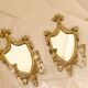 Pair of Vintage Double Arm Italian Brass Sconces with Mirror