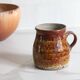 Ancient ceramic cream pot, pyrite stoneware, glazed from La Borne, France.