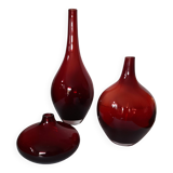 Set of 3 burgundy vases vintage look design by Johanna Jelinek - Ikea