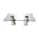 Italian coffee table with glass top, wooden base, and porcelain legs