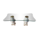 Italian coffee table with glass top, wooden base, and porcelain legs