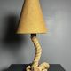 Midcentury French brutalist rope table lamp in the style of Audoux & Minet