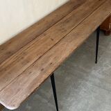 Wooden table, black metal legs