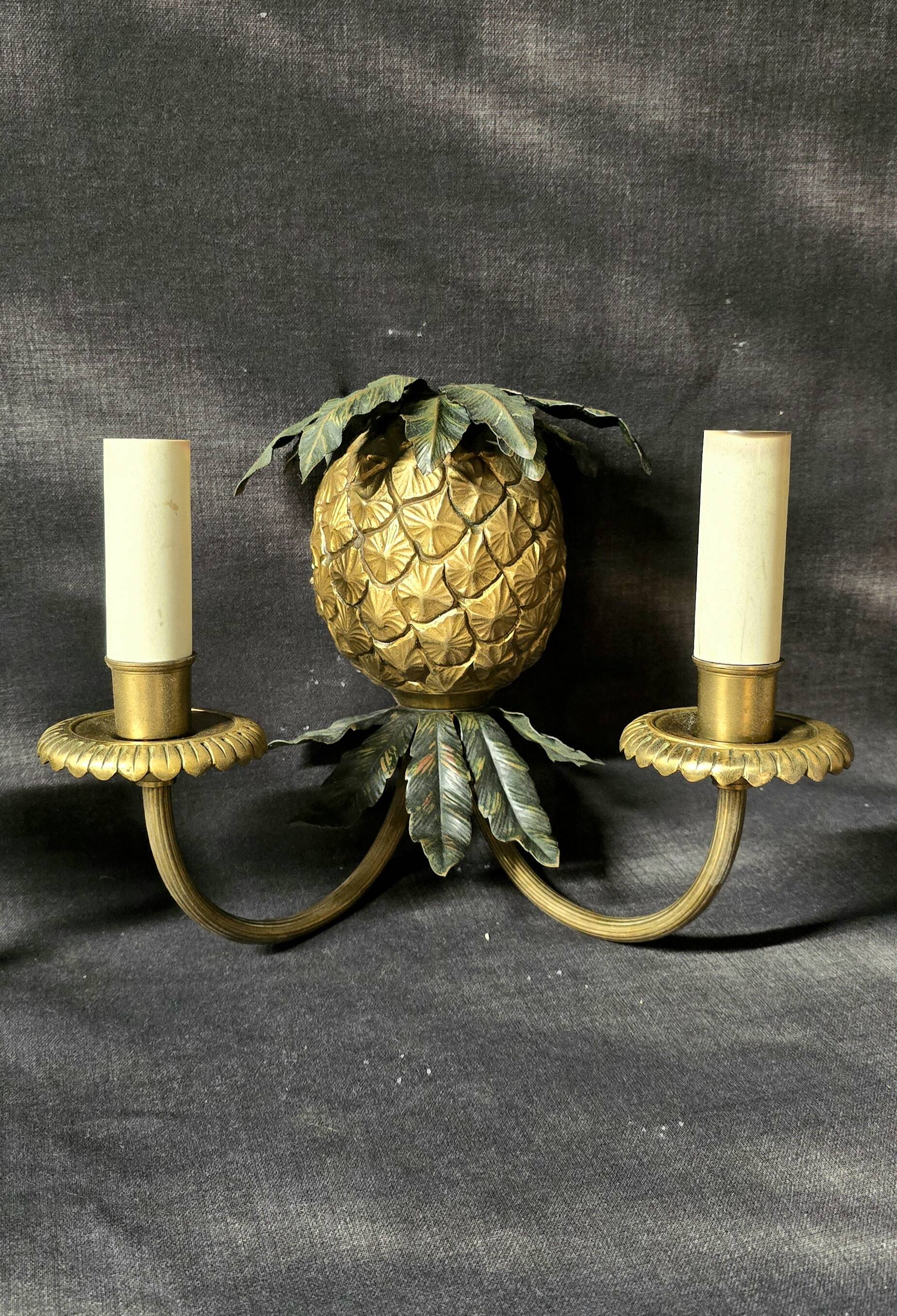 Maison Charles & Fils - Pair of Pineapple wall lights