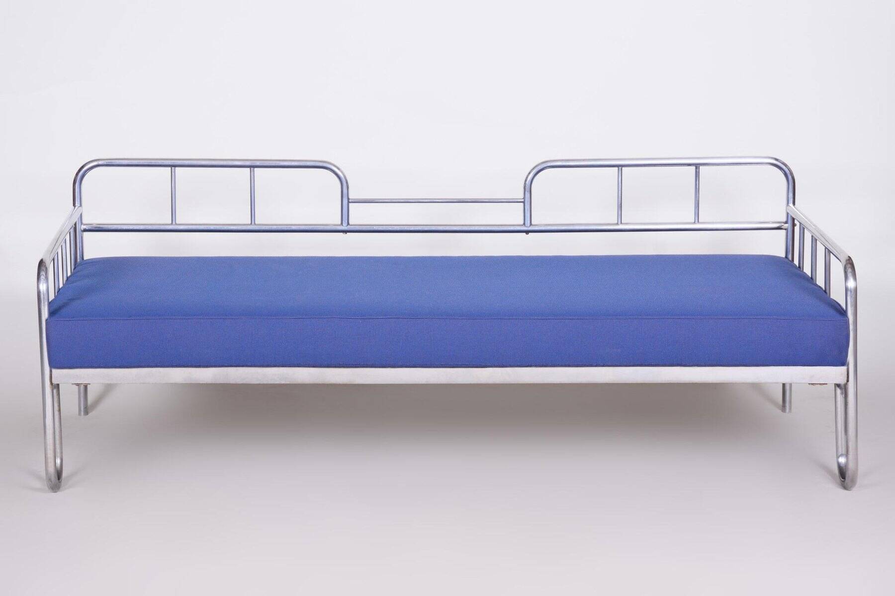 Bauhaus Blue Chrome Sofa, Czechia, 1930s