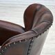 Fauteuil danois des années 1930, cuir marron, velours.