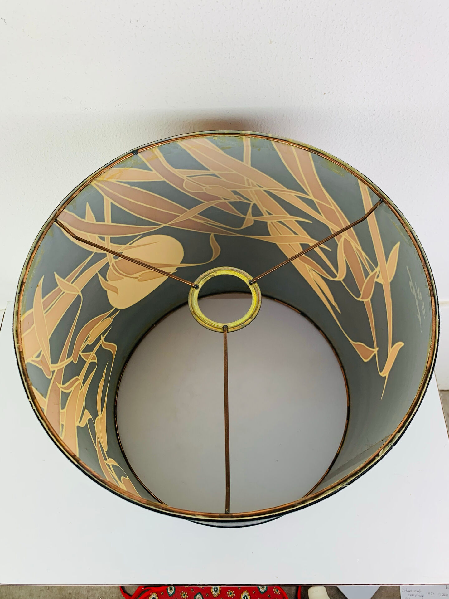 "Fig" lamp, black ceramic and silk shade, 1960s.