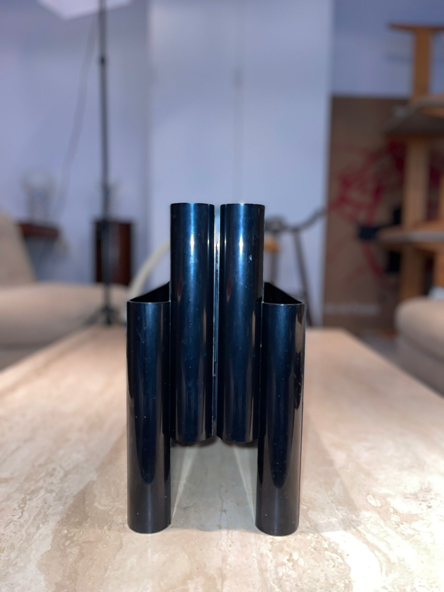 Black magazine holder "Kartell" by Giotto Stoppino, Italy 1970