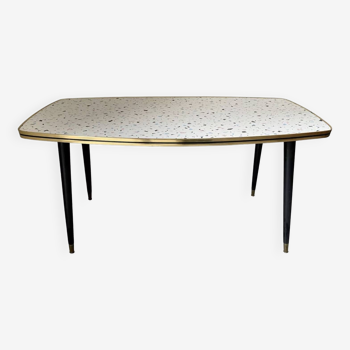 Formica/Terrazzo coffee table with brass compass legs