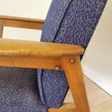 Vintage Royal Blue Armchair: Mid-Century Modern Lounge Chair