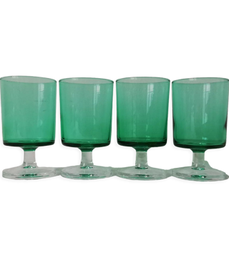 Lot De 6 Petits Verres à Liqueur Luminarc, Couleur Vert Cavalier, Hauteur 7.3 Cm - État Correct