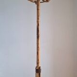 Portemanteaux perroquet vintage en rotin, meuble ancien pour entrée