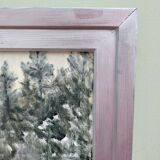 Peinture à l’huile de paysage de forêt de neige suédoise « Crisp », encadrée
