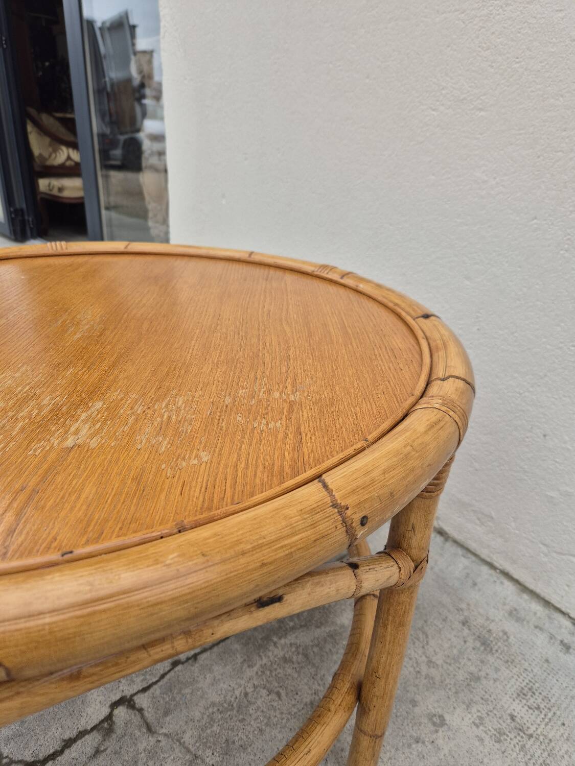Vintage 1960s rattan coffee table