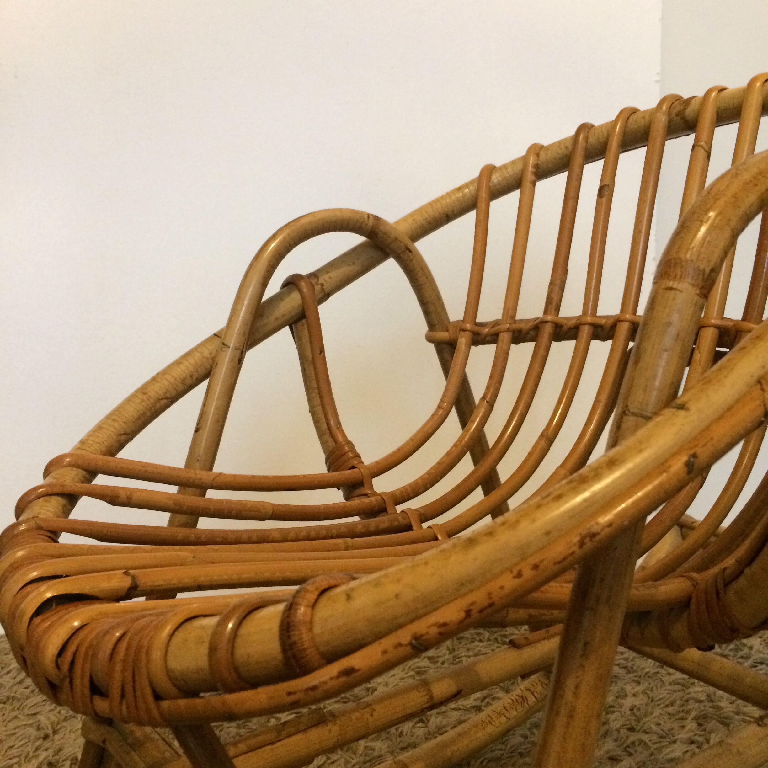 Vintage rattan children's rocking chair