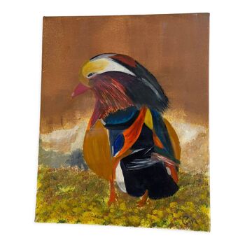Oil on canvas "Colorful bird"