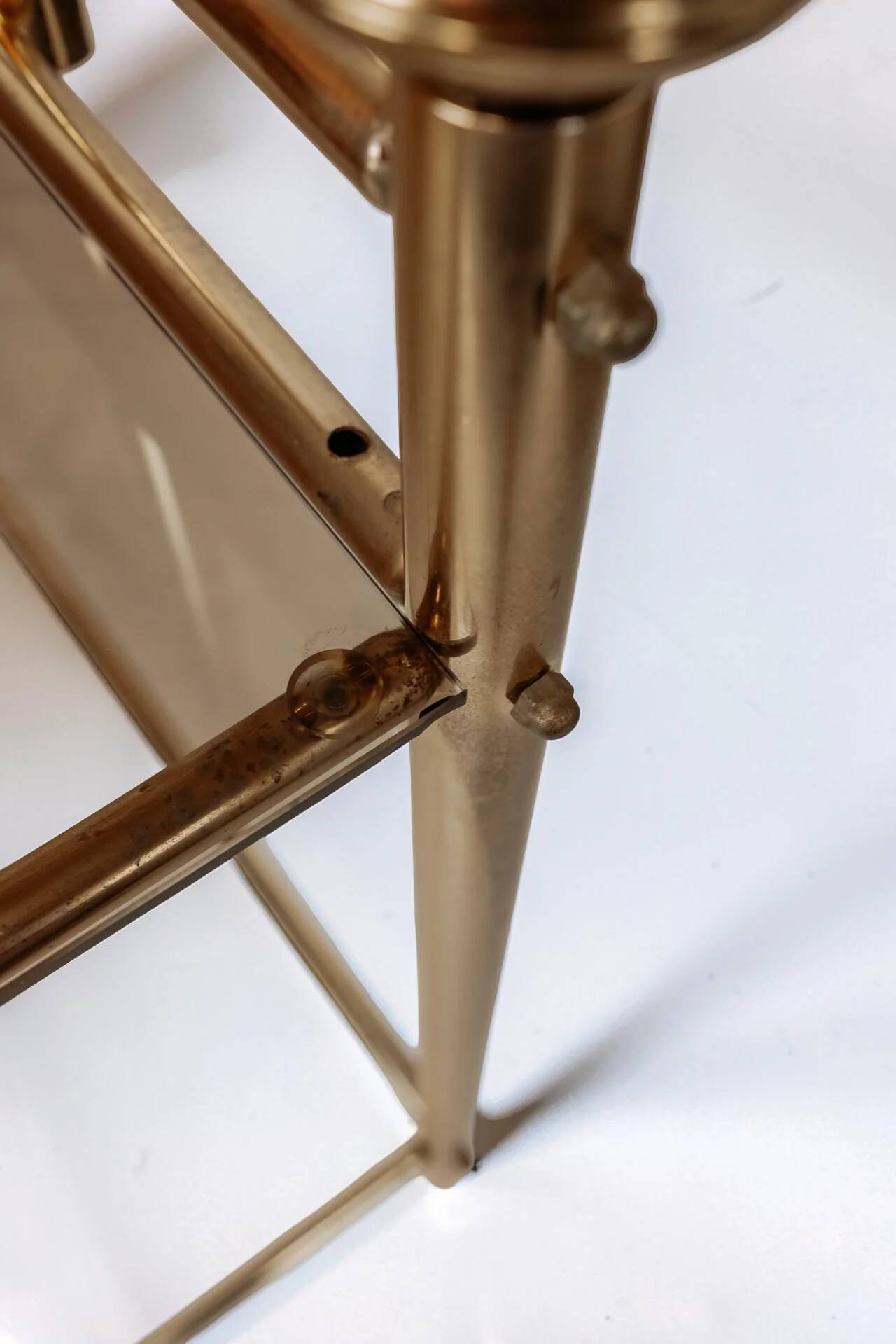 Coiffeuse vanity vintage en laiton avec tabouret