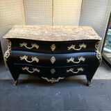 Chest of drawers "tomb" patinated black regency style